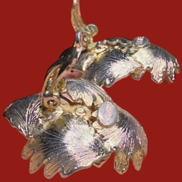 Vintage Warner DAY AND NIGHT Mechanical Flower Set - Brooch & Matching Earrings - Picture 8 of 9